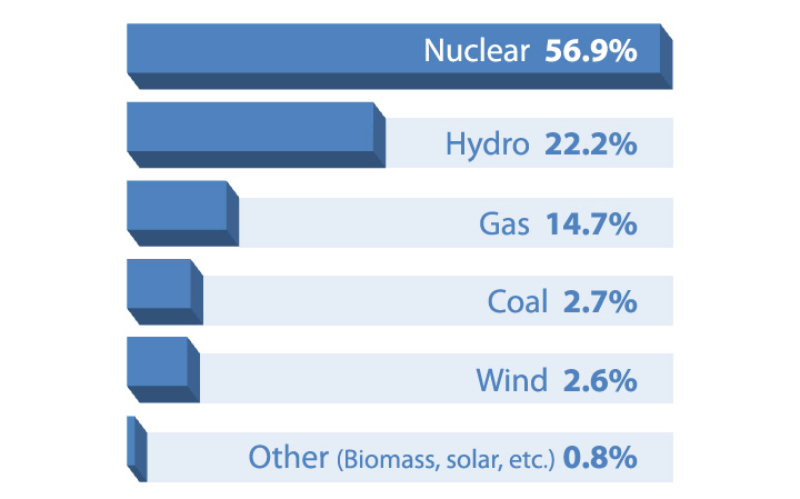 A graph showing the various sources of energy in Ontario
