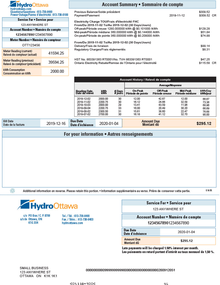 Interactive Time-of-Use Bill