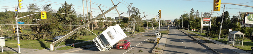 Truck overturned by tornado