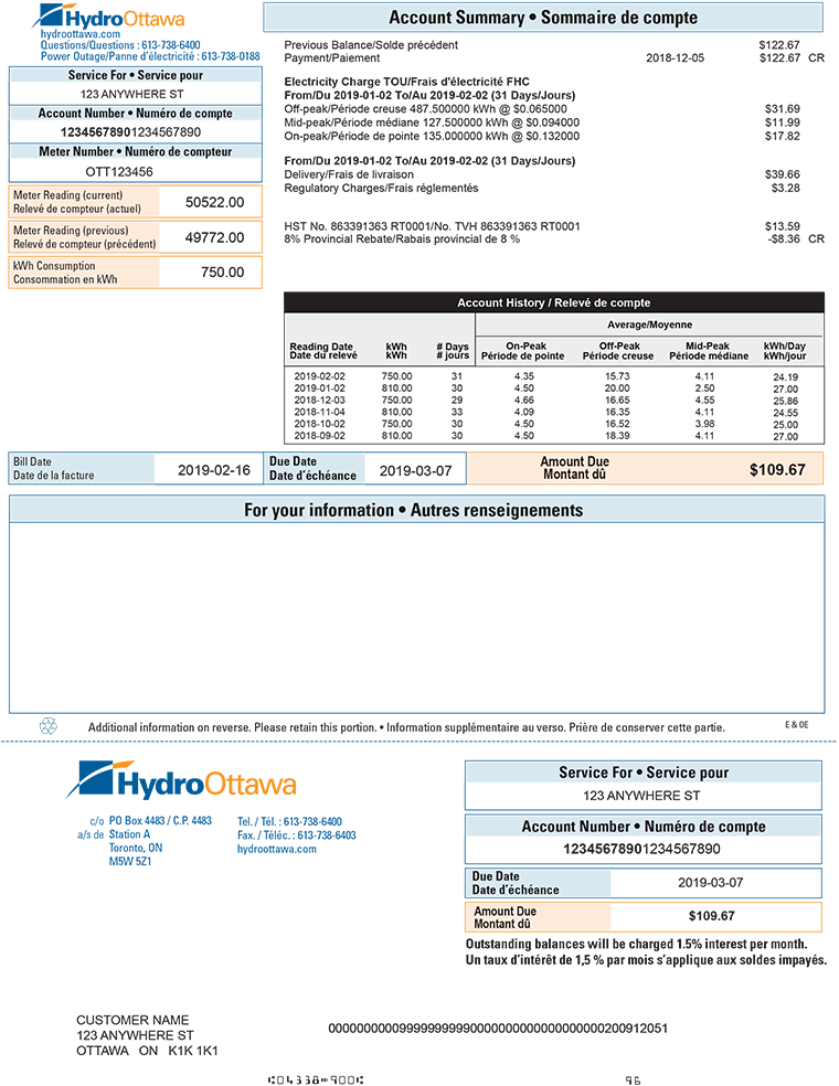 Interactive Time-of-Use Bill