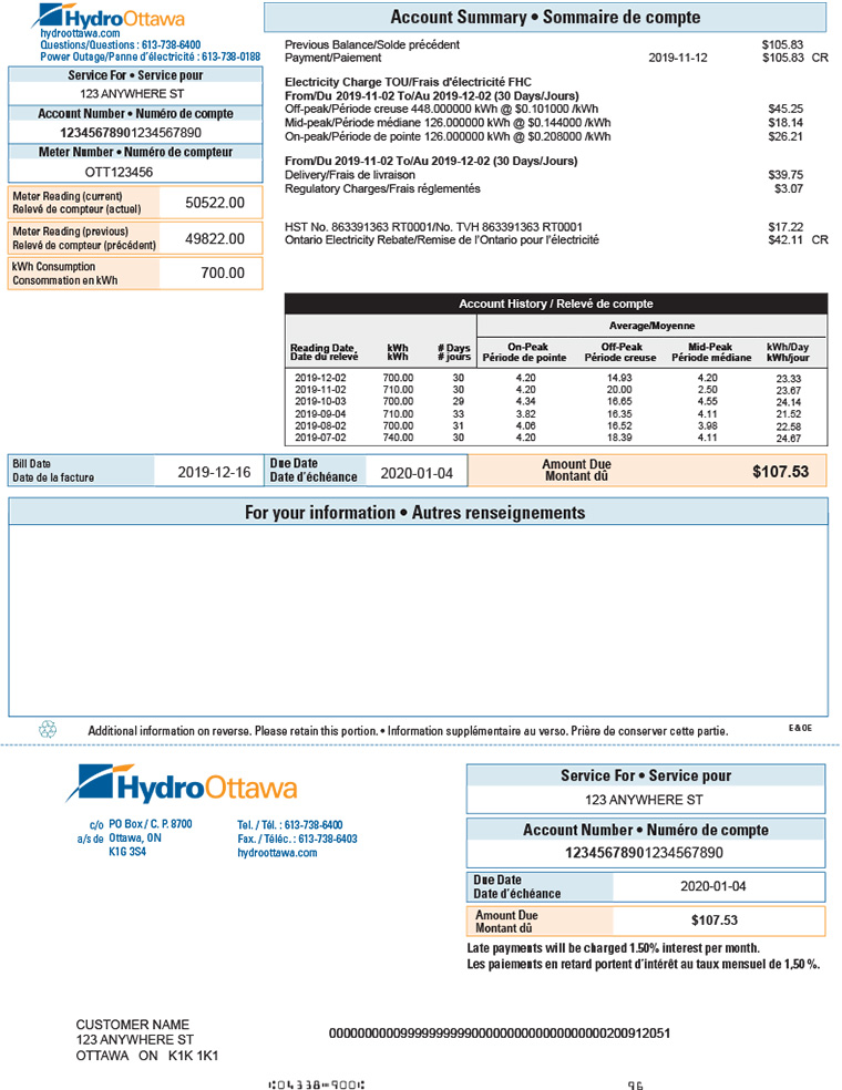 Interactive Time-of-Use Bill