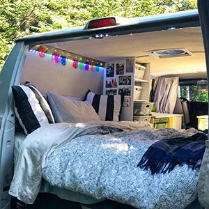 Bed in back of van