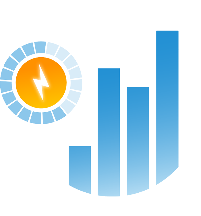 Graphic showing a bar graph with an electricity icon